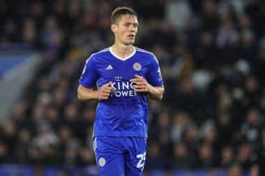 Leicester City 'den Jannik Vestergaard Gökyüzü İddia Şampiyonası maçında Leicester City, Southampton' a karşı King Power Stadyumu, Leicester, Birleşik Krallık, 23 Nisan 202