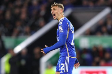 Kiernan Dewsbury-Hall of Leicester City gives his team instructions during the Sky Bet Championship match Leicester City vs Southampton at King Power Stadium, Leicester, United Kingdom, 23rd April 202 clipart