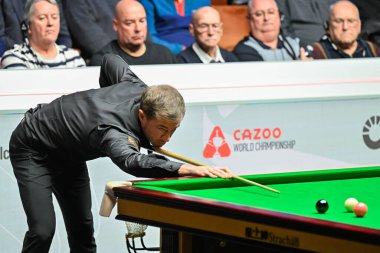 Jack Lisowski takes a shot, during the Cazoo World Championships 2024 at Crucible Theatre, Sheffield, United Kingdom, 24th April 2024 clipart