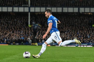 Everton 'dan Jack Harrison, 24 Nisan 202' de İngiltere 'nin Liverpool eyaletinin Goodison Park kentinde oynanan Premier League maçında Everton' a karşı Liverpool maçında...
