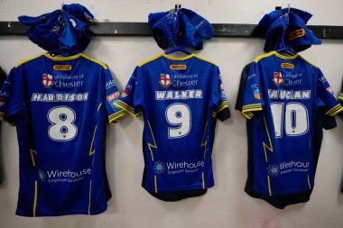 Salford Ulusal Stadyumu 'ndaki Wolves soyunma odasının genel görünümü Betfred Süper Lig 9. Maçı öncesi Salford Red Devils vs Warrington Wolves Salford Community Stadyumu, Eccles, Birleşik Krallık, 27 Nisan 202