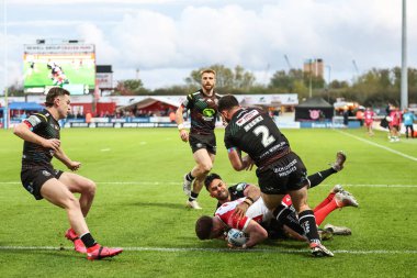 Hull KR 'dan Oliver Gildart, 26 Nisan 202' de İngiltere 'nin Hull kentindeki Sewell Group Craven Park' ta oynanan 9. Betfred Süper Lig karşılaşmasında 10-0 yenilgiye uğruyor.