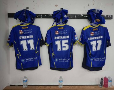 Salford Ulusal Stadyumu 'ndaki Wolves soyunma odasının genel görünümü Betfred Süper Lig 9. Maçı öncesi Salford Red Devils vs Warrington Wolves Salford Community Stadyumu, Eccles, Birleşik Krallık, 27 Nisan 202