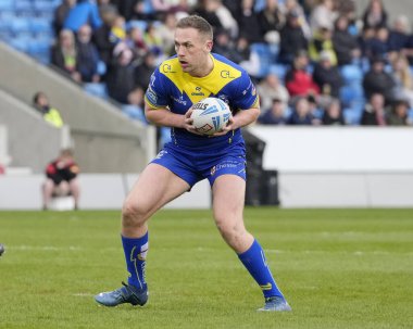 Warrington Wolves 'tan Ben Currie Betfred Süper Lig 9. Maçı sırasında Salford Red Devils, Warrington Wolves' a karşı Salford Community Stadyumu, Eccles, Birleşik Krallık, 27 Nisan 202