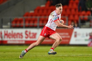 St. Helens 'den Jack Welsby, 25 Nisan 202' de St Helens-Huddersfield Giants arasındaki Betfred Süper Lig 9. Maçı 'nda mola verdi.