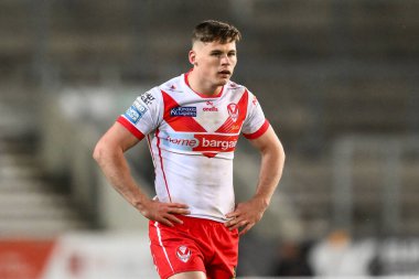 St. Helens 'den Jack Welsby, Betfred Süper Lig 9. Raundunda St Helens' e karşı Huddersfield Giants maçı sırasında St Helens, St Helens, Birleşik Krallık, 25 Nisan 202