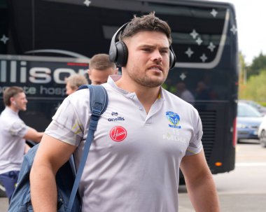 Warrington Wolves takımından Joe Philbin, 27 Nisan 202 'de Salford Community Stadyumu' nda oynanan Salford Red Devils vs Warrington Wolves maçından önce stadyuma geldi.