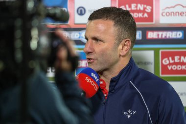 Willie Peters Head Coach of Hull KR speaks to Sky Sports after the game during the Betfred Super League Round 9 match Hull KR vs Wigan Warriors at Sewell Group Craven Park, Kingston upon Hull, United Kingdom, 26th April 202 clipart