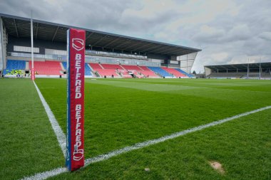Salford Halk Stadyumu 'nun Betfred Süper Lig 9. Maçı öncesi genel görünümü Salford Red Devils vs Warrington Wolves Salford Community Stadyumu, Eccles, Birleşik Krallık, 27 Nisan 202