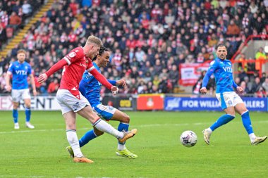 Andy Cannon of Wrexham scores a goal to make it 2-1 Wrexham, during the Sky Bet League 2 match Wrexham vs Stockport County at SToK Cae Ras, Wrexham, United Kingdom, 27th April 202 clipart