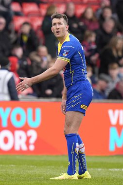 Warrington Wolves 'tan Stefan Ratchford, 27 Nisan 202' de Salford Community Stadyumu 'nda oynanan Betfred Süper Lig 9. Maçı' nda penaltı atışı yapıyor.