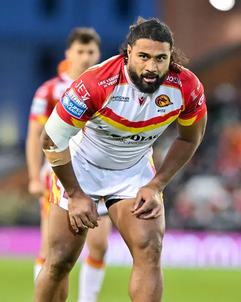 stock image Chris Satae of Catalan Dragons, during the Betfred Super League Round 9 match Leigh Leopards vs Catalans Dragons at Leigh Sports Village, Leigh, United Kingdom, 26th April 202