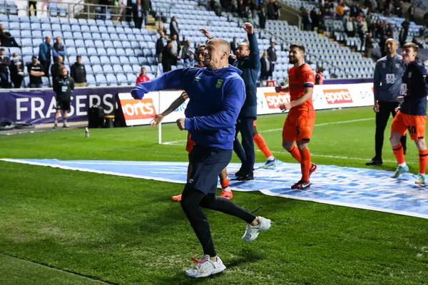 stock image Harry Clarke of Ipswich Town celebrates his teams win after the Sky Bet Championship match Coventry City vs Ipswich Town at Coventry Building Society Arena, Coventry, United Kingdom, 30th April 202