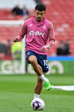 Nottingham Ormanı 'ndan Morgan Gibbs-White Premier League maçı sırasında İngiltere' nin Sheffield Lane şehrinde oynanan Sheffield United-Nottingham Forest maçında ısınma turunda... 