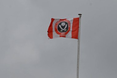 Sheffield United bayrağı Bramall Lane üzerinde Premier League maçı sırasında Sheffield United Nottingham Forest 'a karşı Bramall Lane, Sheffield, Birleşik Krallık' ta 4 Mayıs 2024 'te dalgalandı. 