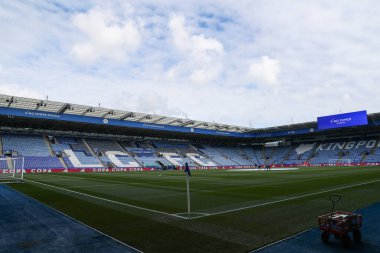Leicester City 'deki King Power Stadyumu' nun genel görünümü, Leicester City 'nin 4 Mayıs 2024' te King Power Stadyumu 'nda Leicester City' ye karşı Blackburn Rovers maçının öncesinde.