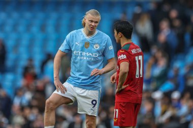 Manchester City 'den Erling Haaland, Premier League maçından sonra Wolverhampton Wanderers takımından Hwang Hee-Chan ile 4 Mayıs 2024' te Etihad Stadyumu 'nda oynanan Manchester City - Wolverhampton Wanderers maçında konuştu.