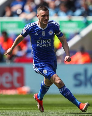 Leicester City 'den Jamie Vardy, Leicester City - Blackburn Rovers maçı sırasında King Power Stadyumu, Leicester, İngiltere, 4 Mayıs 2024