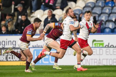 Salford Red Devils takımından Ryan Brierley, 3 Mayıs 2024 'te oynanan Betfred Süper Lig 10. Raundunda John Smith' in Stadyumu 'nda Huddersfield Giants ve Salford Red Devils maçında ilk hamlesini yaptı.