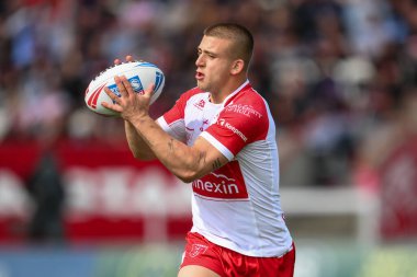 Hull KR 'dan Mikey Lewis, 4 Mayıs 2024' te İngiltere 'nin Hull kentinde oynanan Sewell Group Craven Park' ta oynanan Betfred Süper Lig 10. Maçı 'nda Hull KR, St. Helens' e karşı.