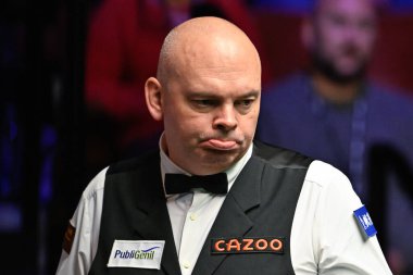Stuart Bingham reacts, during the Cazoo World Championships 2024 at Crucible Theatre, Sheffield, United Kingdom, 3rd May 2024 clipart