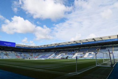 Leicester City 'deki King Power Stadyumu' nun genel görünümü, Leicester City 'nin 4 Mayıs 2024' te King Power Stadyumu 'nda Leicester City' ye karşı Blackburn Rovers maçının öncesinde.