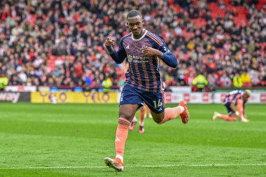 Nottingham Ormanı 'ndan Callum Hudson-Odoi, İngiltere' nin Sheffield Lane, Sheffield, İngiltere 'de oynanan Premier League maçı Sheffield United - Nottingham Forest maçında 1-3 kazanma golünü kutluyor. 