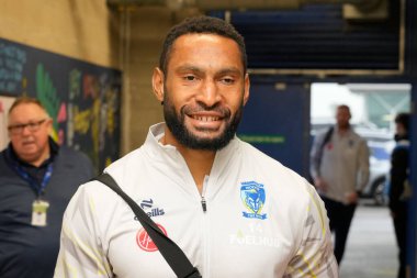 Warrington Wolves 'tan Roderick Tai, 3 Mayıs 2024' te Warrington Jones Stadyumu 'ndaki Warrington Wolves vs Hull FC maçından önce stadyuma vardı.
