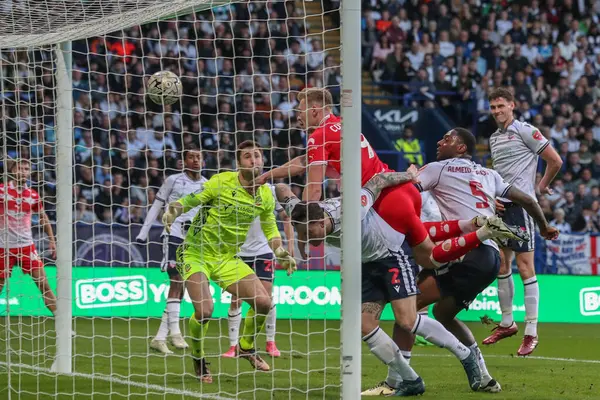 stock image Sam Cosgrove of Barnsley scores to make it 0-1 during the Sky Bet League 1 Play-offs Semi-final second leg match Bolton Wanderers vs Barnsley at Toughsheet Community Stadium, Bolton, United Kingdom, 7th May 2024