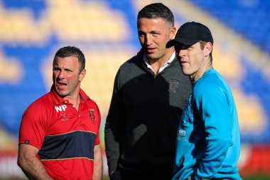 Sam Burgess Warrington Wolves 'un baş antrenörü Willie Peters, 9 Mayıs 2024' te Warrington, İngiltere 'deki Halliwell Jones Stadyumu' nda oynanan 11.