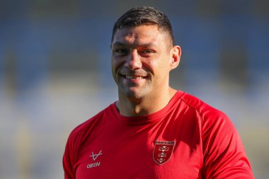 Ryan Hall of Hull KR, 9 Mayıs 2024 'te İngiltere' nin Warrington şehrinde oynanan 11. Betfred Süper Lig karşılaşması Warrington Wolves vs Hull KR 'ın önünde geldi.