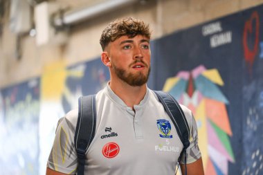 Warrington Wolves 'tan Matty Ashton, 9 Mayıs 2024' te İngiltere 'nin Warrington kentinde oynanan 11. Betfred Süper Lig karşılaşması Warrington Wolves vs Hull KR maçından önce geldi.