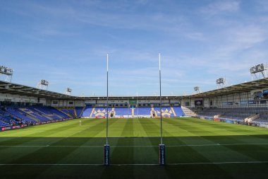 Warrington Wolves 'un evindeki Halliwell Jones Stadyumu' nun genel görünümü, 11. Betfred Süper Ligi karşılaşması öncesinde Warrington Wolves Hull KR 'a karşı Halliwell Jones Stadyumu, Warrington, 9 Mayıs 2024.