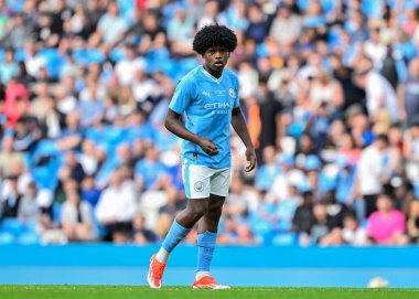 Manchester City 'den Jaden Heskey, Manchester City' nin 10 Mayıs 2024 'te Etihad Stadyumu' nda Leeds United 'a karşı oynadığı FA Gençler Kupası final maçında