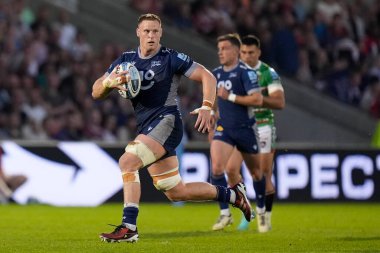 Sale Sharks 8 numara Jean-Luc Du Preez Gallagher Premiership maçında Salford Community Stadyumu, Eccles, Birleşik Krallık 'ta Sale Sharks vs Leicester Tigers maçında mola verdi. 