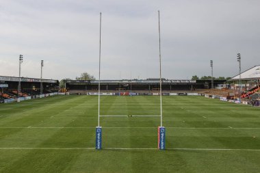 Betfred Süper Lig 11. Raundunda The Mend-A-Hose Jungle, Castleford, Birleşik Krallık 'ta Castleford Tigers - St Helens maçının genel bir görüntüsü. 