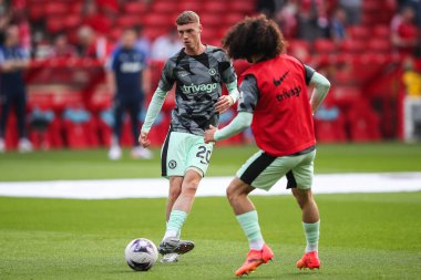 Chelsea 'den Cole Palmer Premier Lig karşılaşması öncesinde Nottingham Forest Chelsea' ye karşı 11 Mayıs 2024 'te City Ground, Nottingham, İngiltere' de oynanan maç öncesi ısınma maçında