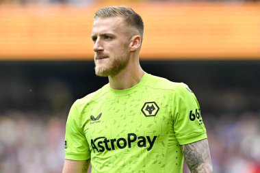 Wolverhampton Wanderers 'dan Daniel Bentley, Premier League maçı sırasında Wolverhampton Wanderers, Molineux, Wolverhampton' da Crystal Palace 'a karşı, 11 Mayıs 2024 