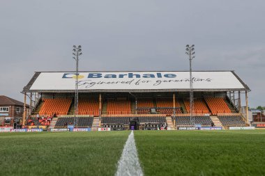 Betfred Süper Lig 11. Raundunda The Mend-A-Hose Jungle, Castleford, Birleşik Krallık 'ta Castleford Tigers - St Helens maçının genel bir görüntüsü. 