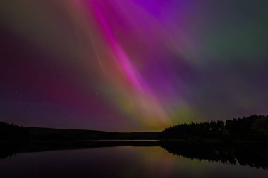 Northern Lights over Yorkshire at Langsett Reservoir, Barnsley, United Kingdom, 10th May 2024  clipart