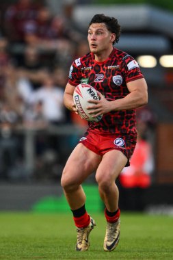 Leigh Leoparları 'ndan Lachlan Lam, 10 Mayıs 2024' te Leigh Spor Köyü 'nde oynanan 11. Betfred Süper Lig karşılaşmasında Leigh Leopards, Salford Red Devils' e karşı. 