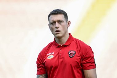 Salford Red Devils Deon Cross, 10 Mayıs 2024 'te Leigh Spor Köyü' nde oynanan 11. Betfred Süper Lig karşılaşması Leigh Leopards - Salford Red Devils maçından önce geldi. 