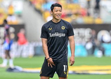 Hwang Hee-Chan of Wolverhampton Wanderers warms up ahead of the match, during the Premier League match Wolverhampton Wanderers vs Crystal Palace at Molineux, Wolverhampton, United Kingdom, 11th May 2024  clipart