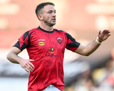 Salford Red Devils takımından Ryan Brierley 11. Betfred Süper Lig karşılaşması öncesinde Leigh Leopards 'a karşı Leigh Spor Köyü, Leigh, İngiltere' de 10 Mayıs 2024 'te oynanan karşılaşma öncesi ısınma maçında 