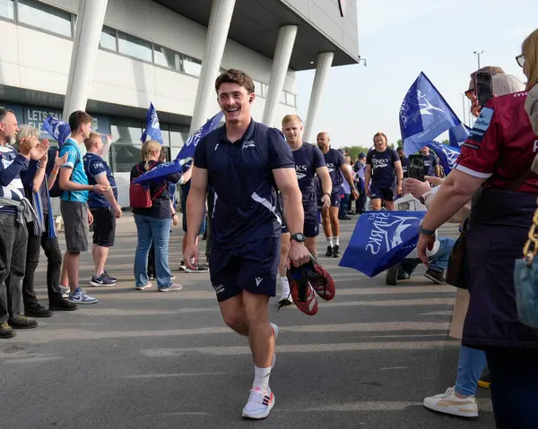 stock image Sale Sharks Raffi Quirke arrives at the stadium before the Gallagher Premiership match Sale Sharks vs Leicester Tigers at Salford Community Stadium, Eccles, United Kingdom, 10th May 2024 