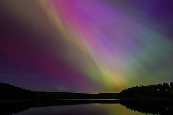 Northern Lights over Yorkshire at Langsett Reservoir, Barnsley, United Kingdom, 10th May 2024 
