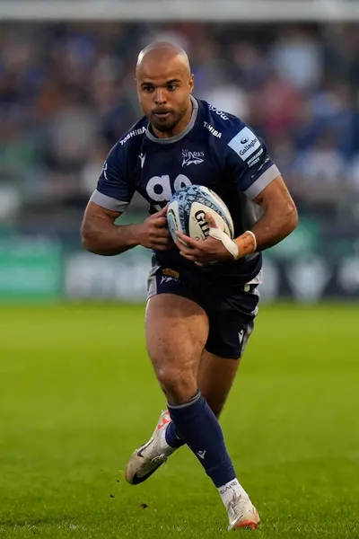 stock image Sale Sharks wing Tom O'Flaherty during the Gallagher Premiership match Sale Sharks vs Leicester Tigers at Salford Community Stadium, Eccles, United Kingdom, 10th May 2024 