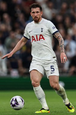 Pierre-Emile Hjbjerg of Tottenham Hotspur passes the ball during the Premier League match Tottenham Hotspur vs Manchester City at Tottenham Hotspur Stadium, London, United Kingdom, 14th May 2024  clipart