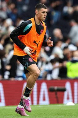 Manchester City 'den Phil Foden Premier Lig karşılaşması öncesinde Tottenham Hotspur' a karşı Manchester City Tottenham Hotspur Stadyumu, Londra, İngiltere, 14 Mayıs 2024 