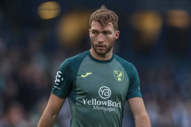 Norwich City 'den Jack Stacey 16 Mayıs 2024' te İngiltere 'nin Leeds şehrinde oynanan yarı final yarı final yarı final yarı final yarı final yarı final yarı Leeds Norwich City maçında ısınma turunda 